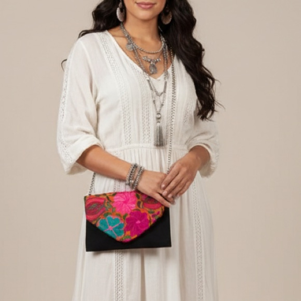 Embroidery Floral Bag Rainbow Button CrossBody Bag festival boho